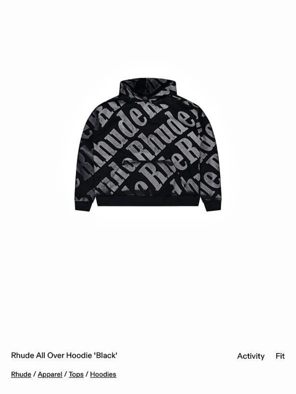 Rhude Rhett Hoodie Graphic Pullover Black